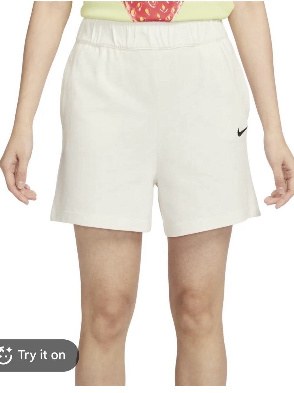 Nike White Jersey Athletic Shorts with Black Swoosh- size m